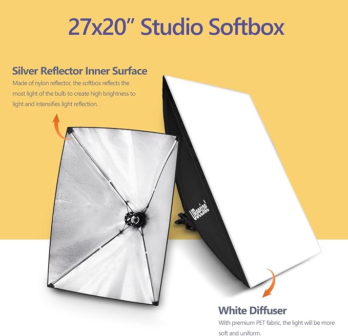 UBeesize Softbox Photography Lighting Kit, 27” x 20” Continuous Lighting Kit - Image 2