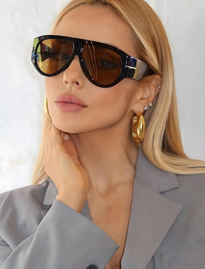 Oversized Retro Aviator Sunglasses - Image 3