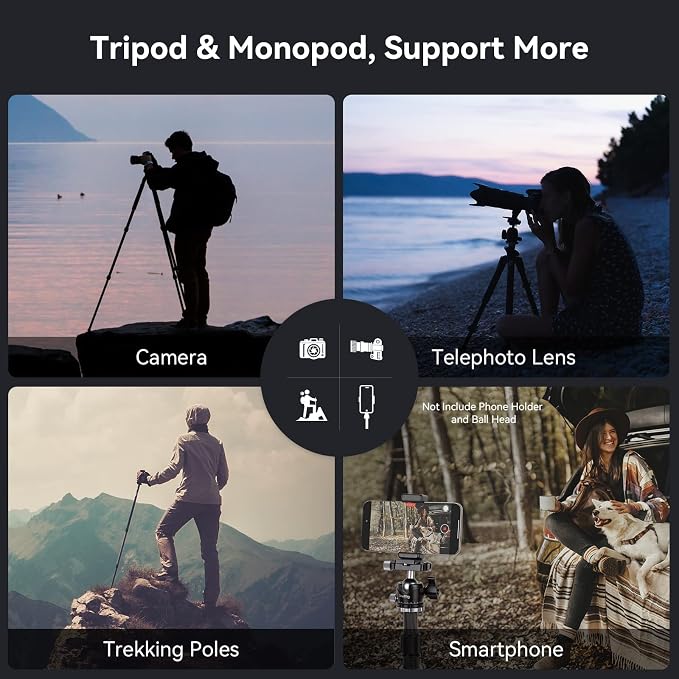 SmallRig AP-10 Carbon Fiber Tripod, 52.4" Lightweight Compact Camera Tripod - Image 9