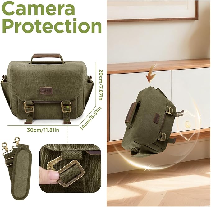 SMRITI Canvas DSLR Camera Bag, Camera Messenger Bag - Image 5