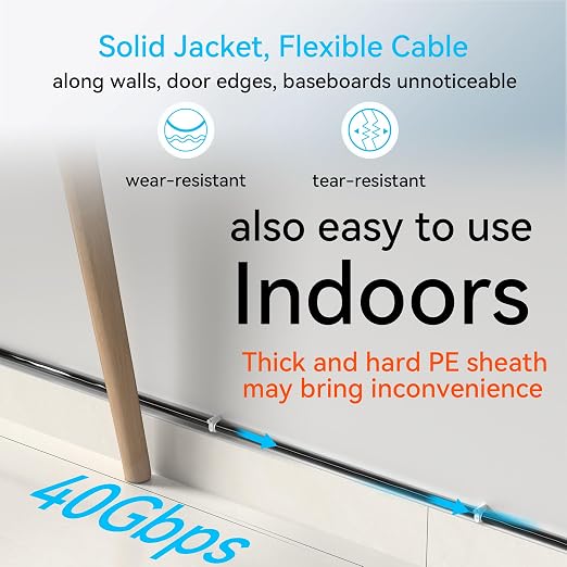 Sokqovt Cat 8 Ethernet Cable Slim 25ft Outdoor, Pure Copper Cat8 Internet Cable - Image 6