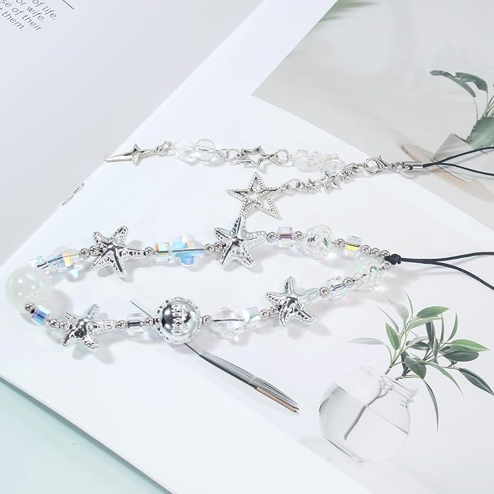 CMVFYL Beaded Camera Wrist Strap, Cute Phone Charms Strap, Pearl Bracelet Wrist - Image 2