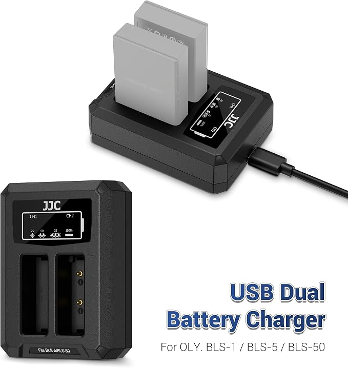 JJC BLS-5 BLS-50 Battery Charger USB Dual Slot - Image 2