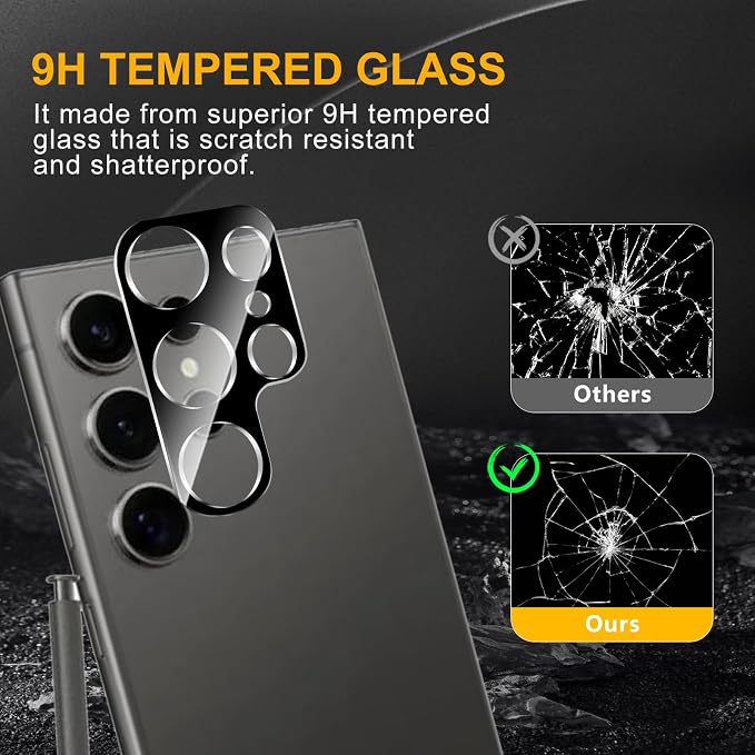 3 Pack Camera Lens Protector for Samsung Galaxy S24 Ultra, Tempered Glass - Image 7