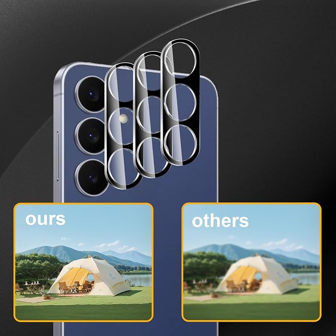 3 Pack Camera Lens Protector for Samsung Galaxy S25 Fe, Tempered Glass - Image 6