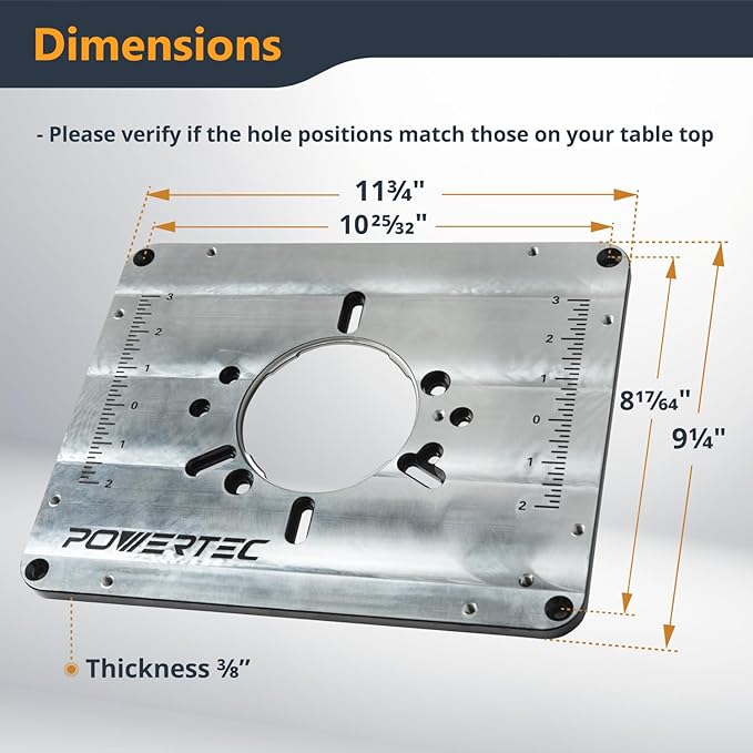 POWERTEC Aluminum Router Table Insert Plate - Image 2