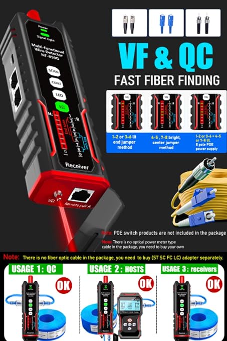 NF-859GS Network Cable Tester POE RJ45 RJ11 CAT5 CAT6 Supports Audio - Image 4
