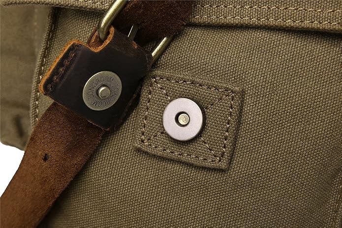 Sechunk Vintage Military Leather Canvas Laptop Bag Messenger Bags Medium - Image 8