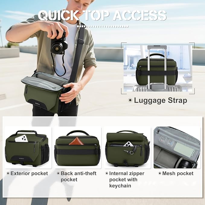 RAINSMORE Camera Bag, DSLR/SLR/Mirrorless Small Camera Sling Bag Waterproof - Image 3