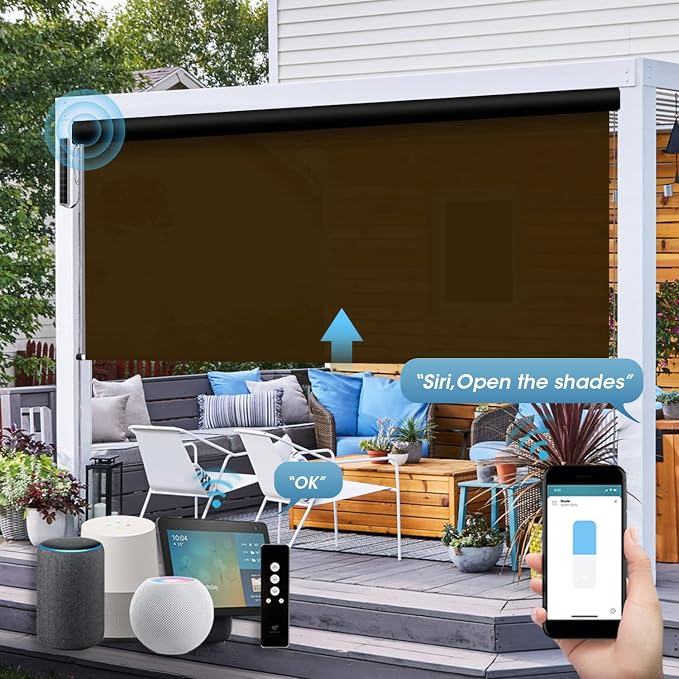 SmartWings Motorized Outdoor Patio Shades Roll Up Blinds - Image 3