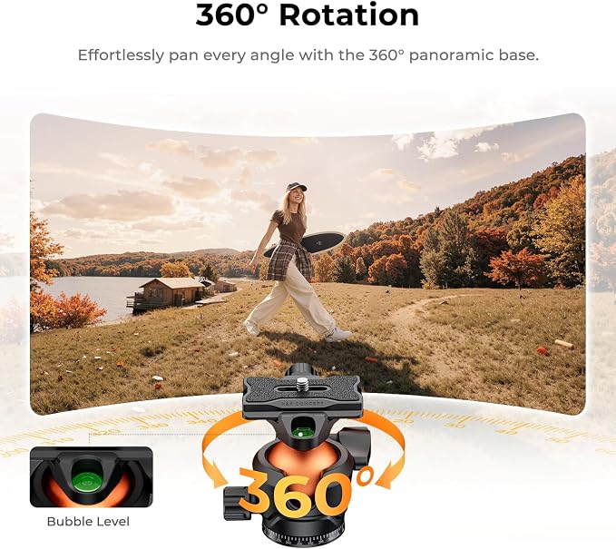 K&F CONCEPT 63" Aluminum Travel Tripod - Image 5
