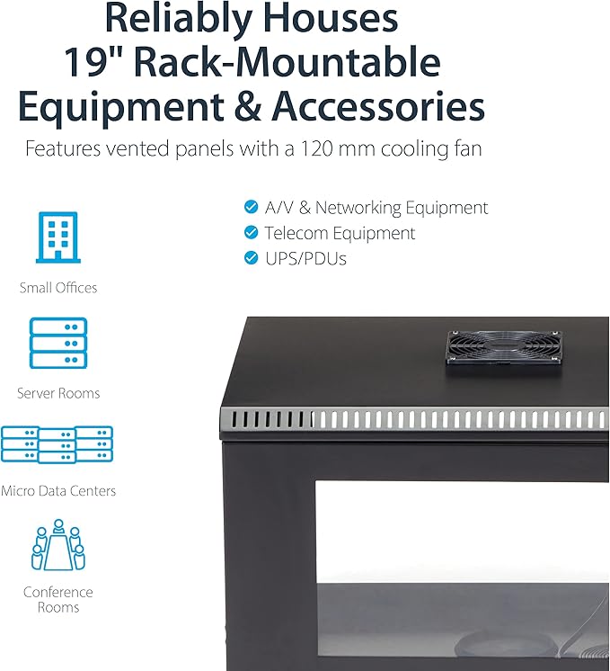 StarTech.com 2-Post 6U Wall Mount Network Cabinet w/ 1U Shelf, Ships Fully - Image 4