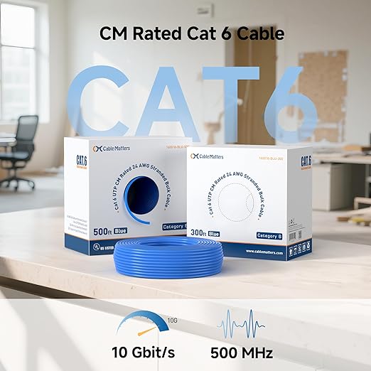 Cable Matters 10Gbps CM Rated 24AWG Stranded Cat 6 Ethernet Cable - 500ft - Image 3