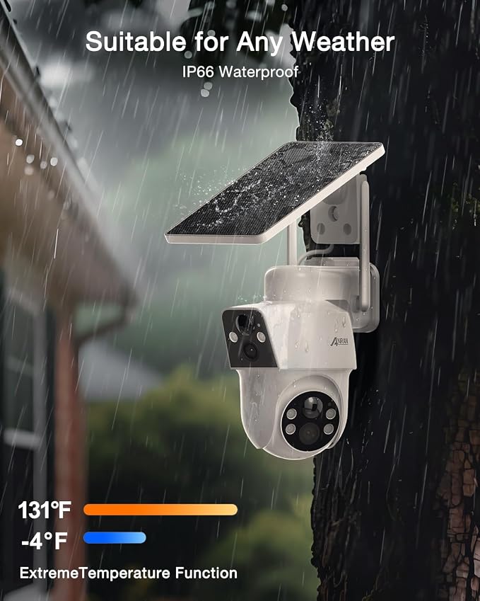 ANRAN 2 Pack Dual-Lens Solar Security Camera Wireless Outdoor - Image 5