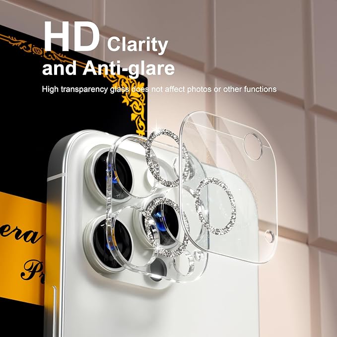 for 6 Pack iPhone 15 Pro/iPhone 15 Pro Max Camera Lens Protector 9H Tempered - Image 6