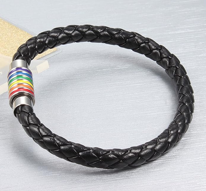 Nanafast Titanium Stainless Steel Rainbow LGBT Pride Bracelet Handmade Braided - Image 6