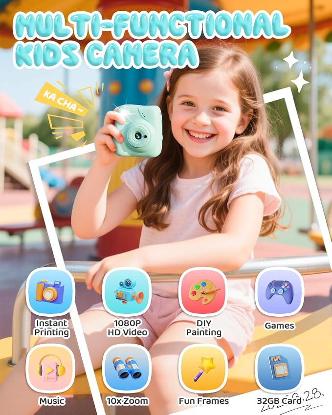 Kids Camera Instant Print, 1080P HD Kids Instant Camera - Image 2