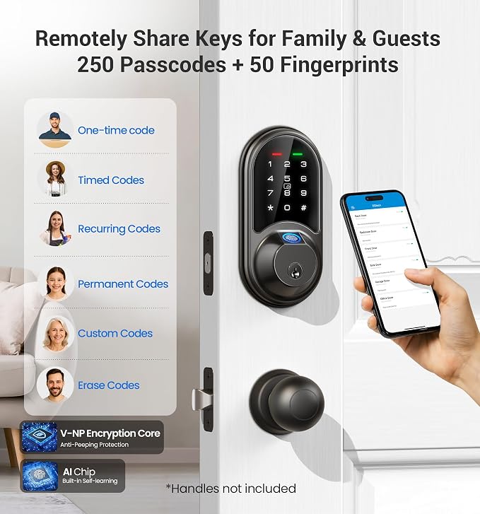 Veise RZ07 Fingerprint Smart Lock, 7-in-1 Smart Locks - Image 6