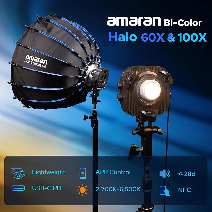 Amaran Halo 60X COB Led Video Light 63W Bi-Color 2700k-6500k, 270 lux@ 1m - Image 2