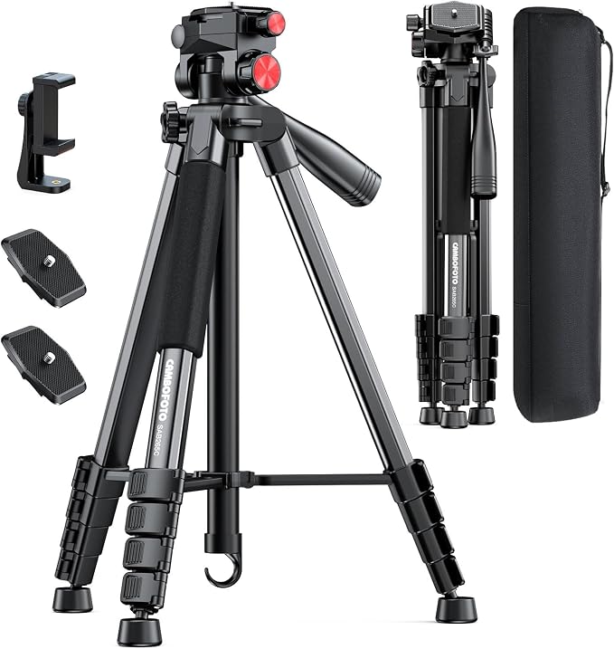 CAMBOFOTO 72" Camera Tripod, Professional Aluminum Tripod Stand by CAMBOFOTO