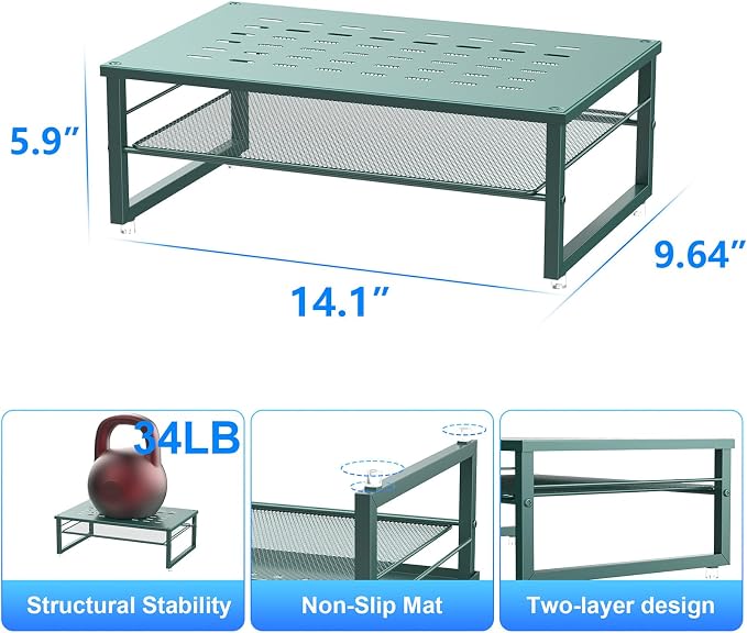 gianotter 2-Tier Metal Monitor Stand Riser, Desk Organizer - Image 5