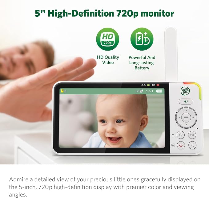LeapFrog LF915HD Baby Monitor, 5” 720p Screen, 360° Pan & Tilt - Image 6