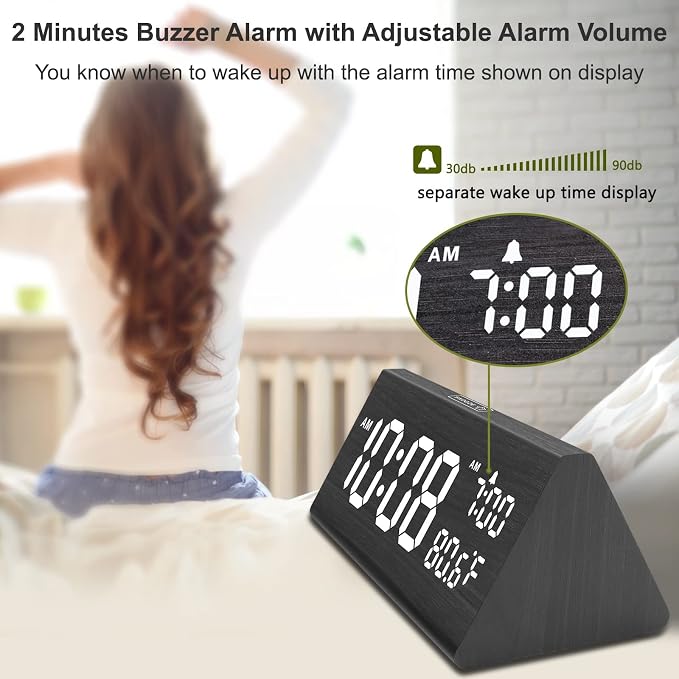 DreamSky Wooden Digital Alarm Clock - Image 3