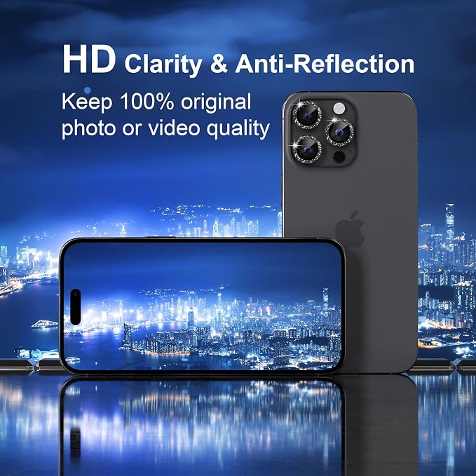 Misea Compatible for iPhone 16 Pro/iPhone 16 Pro Max Camera Lens Protector Bling - Image 4