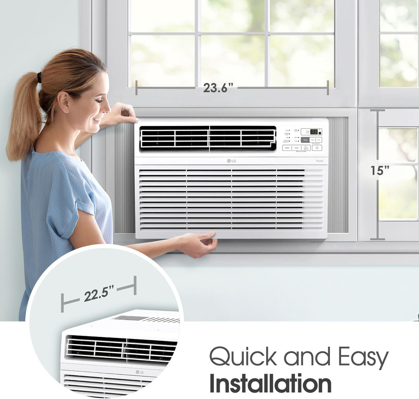 LG LW1224RD 12,000 Window Air Conditioner, 115V, 550 Sq.Ft. (22' x 25' Room Size), Quiet Operation, Electronic Control with Remote, 3 Cooling & Fan Speeds, Auto Restart, 12000 BTU, White