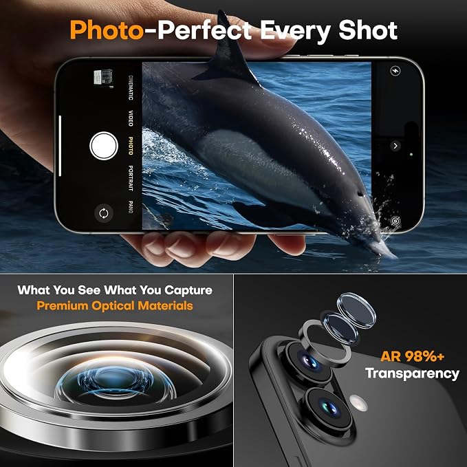 Camera Lens Protector for iPhone 17/16/16 Plus, Tempered Glass Metal Individual - Image 5