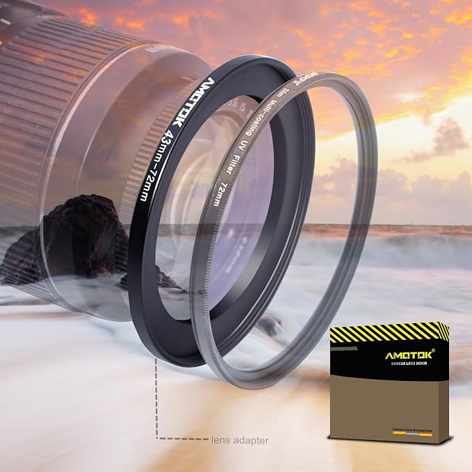 43mm to 72mm Lens adapter/43mm Lens to 72mm Camera Filters Ring Compatible All by AMOTOK