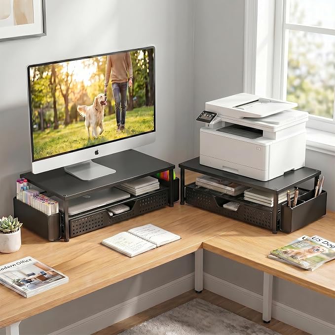 ECOLOVI Desk Organizer and Accessories, 2-Tier Computer Monitor Stand Rise - Image 3
