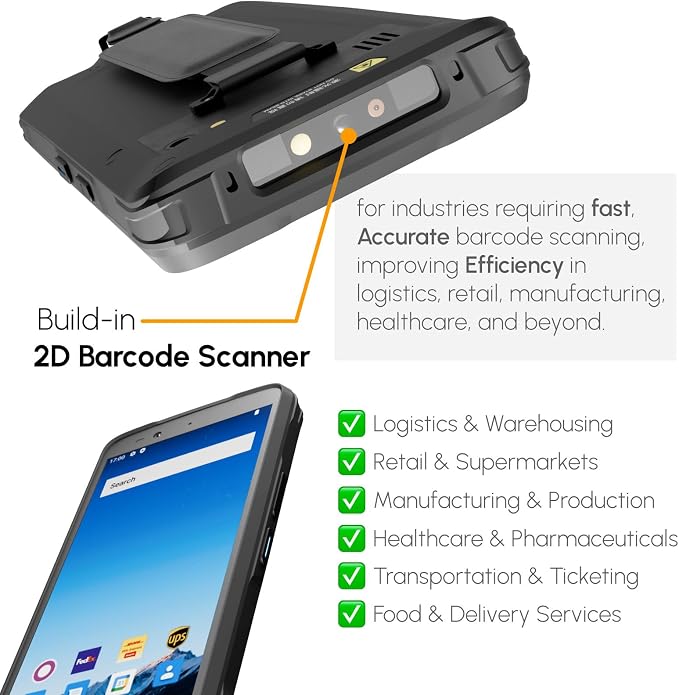 Rayoungtek Rugged Android Barcode Scanner Handheld Mobile Computer 1D 2D QR - Image 4