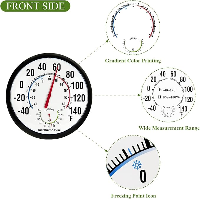 Circrane 13.25 Inch Round Thermometer - Image 4
