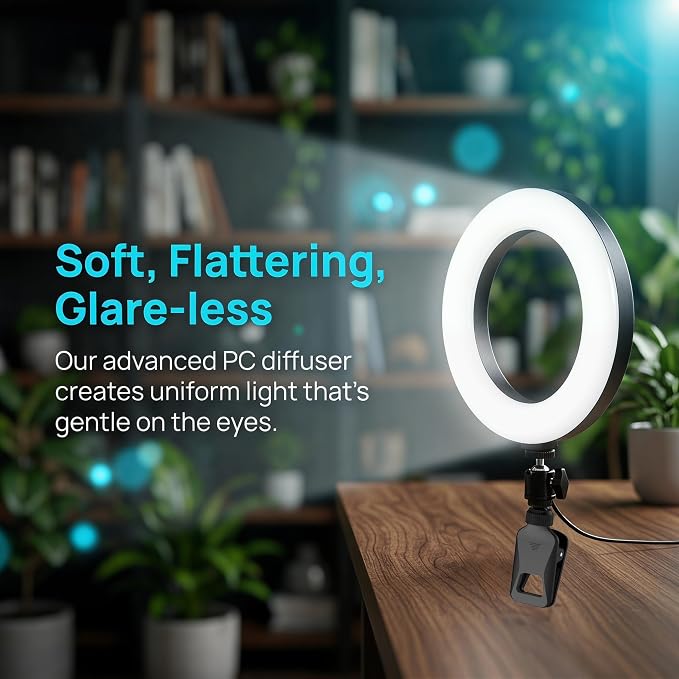 6" Ring Light with Desk Tripod Stand and Clip | Video Conference Lighting - Image 7