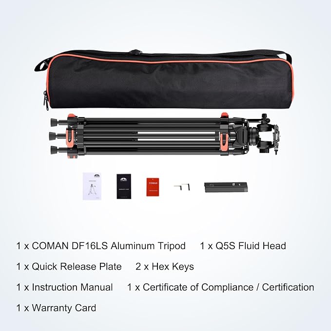COMAN 74.4" Video Tripod, Heavy Duty Camera Tripod - Image 9