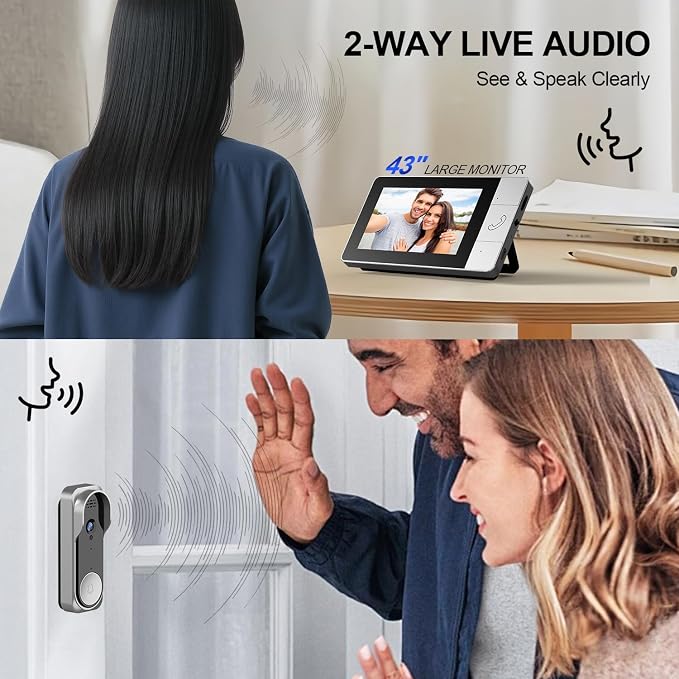 Video Doorbell with 43" Monitor, No WiFi Needed, 130° Wide Angle, Infrared - Image 4