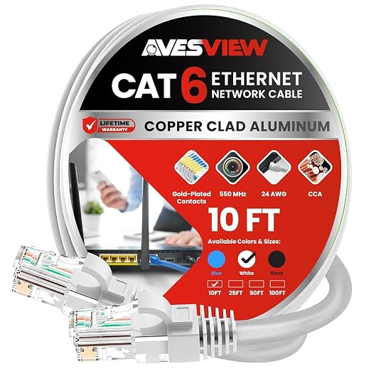 CAT6 Ethernet Cable 10 FT Indoor High-Speed 10Gbps Snagless 10FT CAT 6 Ethernet by AvesView