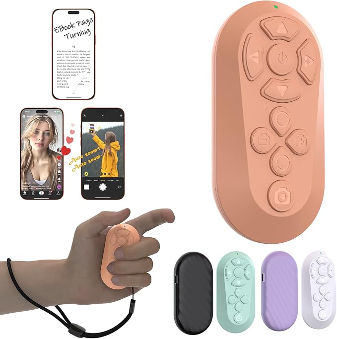 Bluetooth Remote Controller for TikTok Scrolling/Camera/Video Recording/Kindle by Guvohut