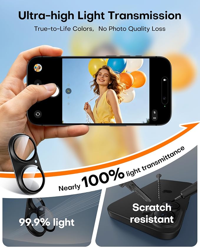 TAURI 2 Pack for iPhone 17 Camera Lens Protector, Full Coverage Military-Grade - Image 6