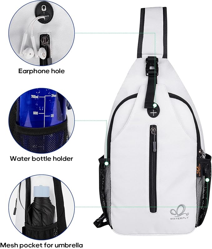 WATERFLY Crossbody Sling Backpack Sling Bag Travel Hiking Chest Bag Daypack - Image 4