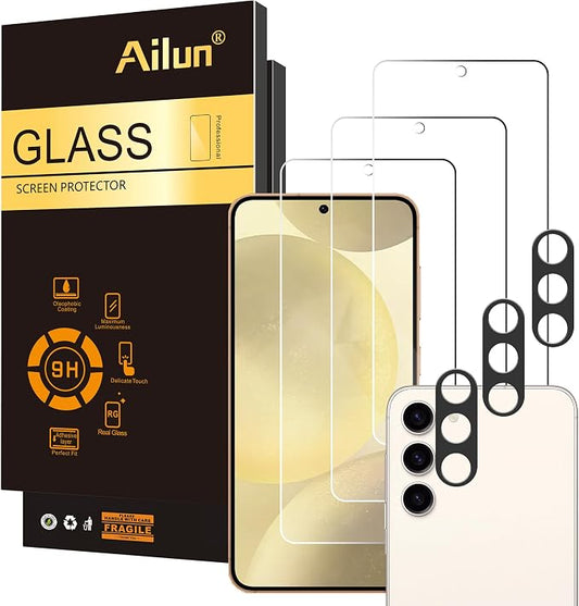 Ailun Screen Protector for Galaxy S24 3 Pack + 3 Pack Camera Lens Tempered by Ailun