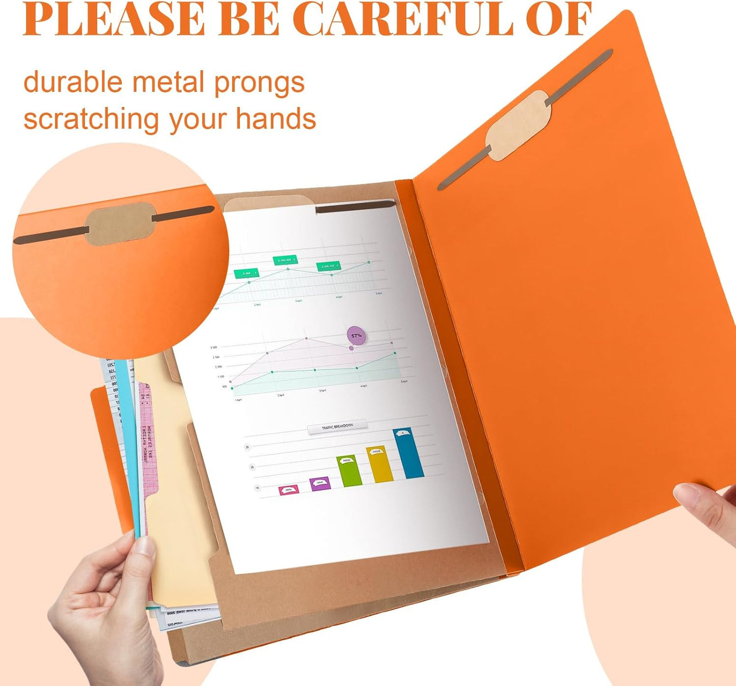 24 Pcs Classification Folders Letter Size, 2 Pocket Dividers Pressboard File Folder with Fasteners, Expanding File Organizer Bulk for Teachers, Clergy, Office, Church, Christmas (Orange)