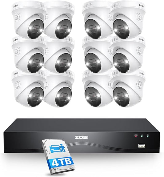 ZOSI 16CH 4K PoE Security Camera System, Person Vehicle Detection, 2 Way Audio by ZOSI