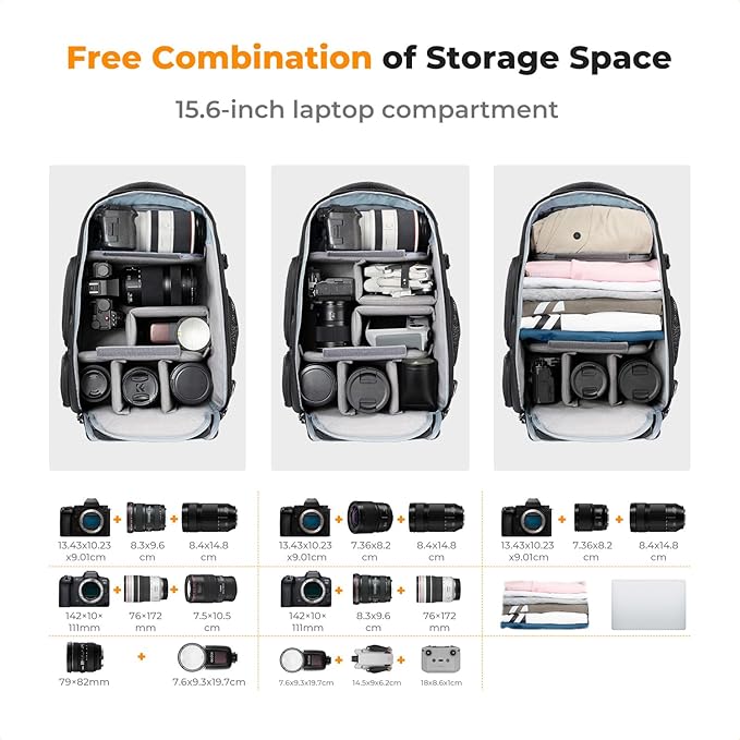 K&F CONCEPT Camera Backpack, 25L Large Capacity Camera Bag - Image 2