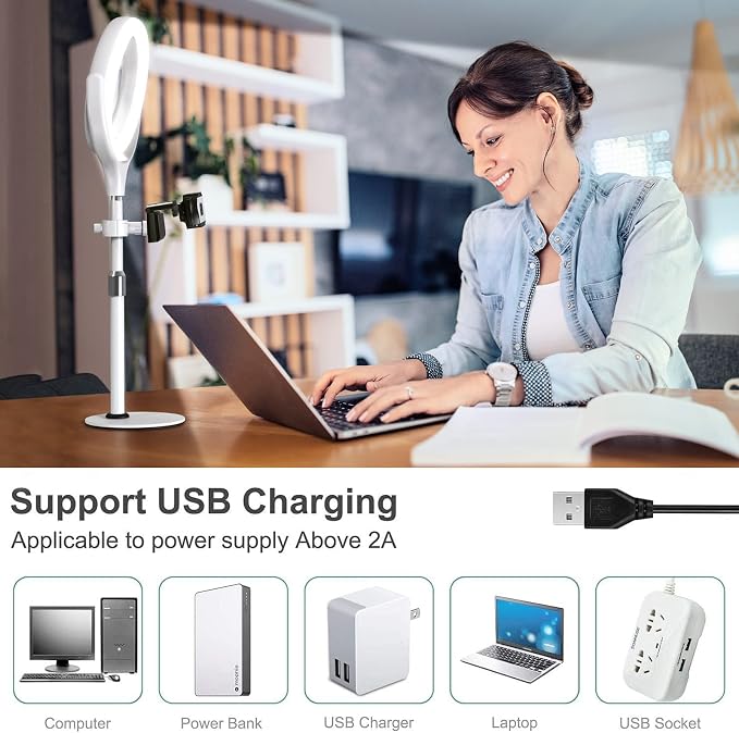 8 inch Desk Ring Light with Stand, Adjustable Zoom Lighting - Image 7