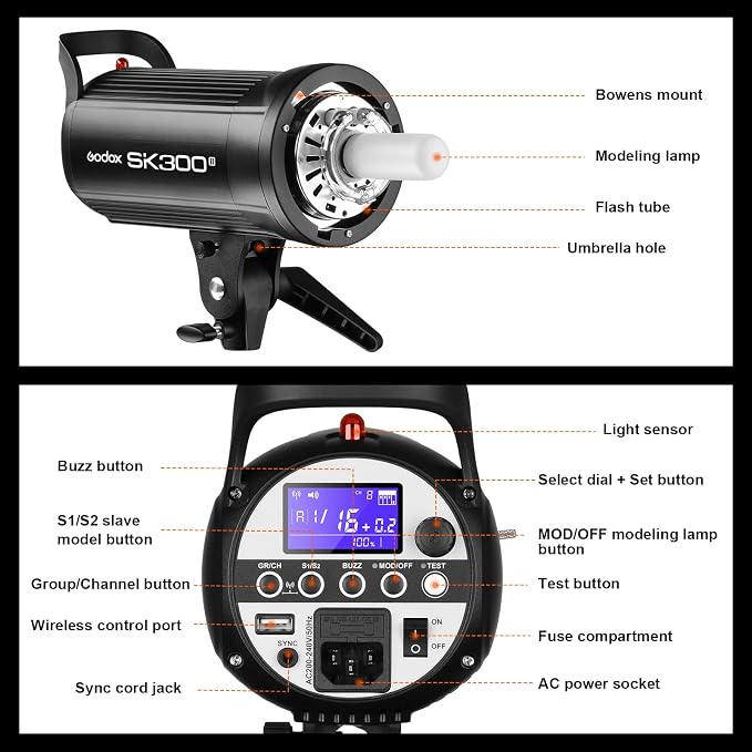 Godox 2X SK300II Studio Flash Strobe Kit:2.4G 600Ws Speedlite Flash Monolight - Image 6