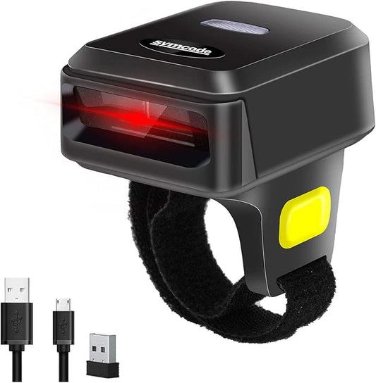Portable Ring Bluetooth Barcode Scanner Wireless 2.4Ghz &USB Wired 3 in 1 by ProfessionalBarcodeScanner