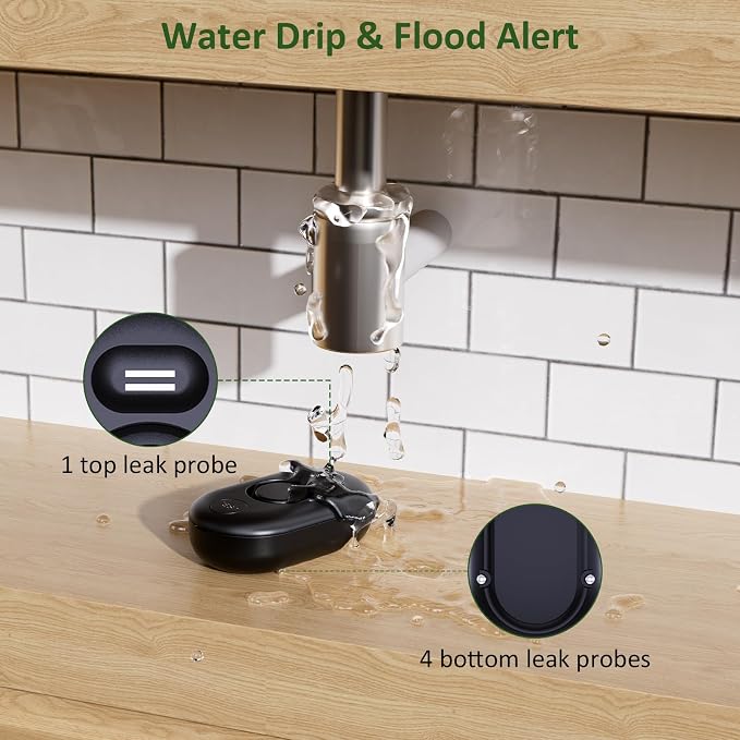 5 Pack Water Leak Detectors for Home, 100dB Water Sensor Alarm Black | Leakage - Image 3