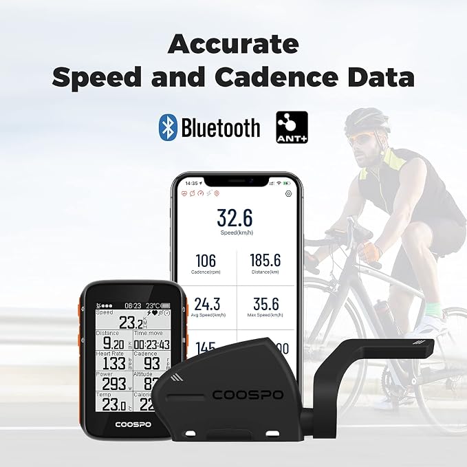 COOSPO Cadence and Speed Sensor, 2 in 1 Bluetooth ANT+ RPM Cycling Cadence - Image 2